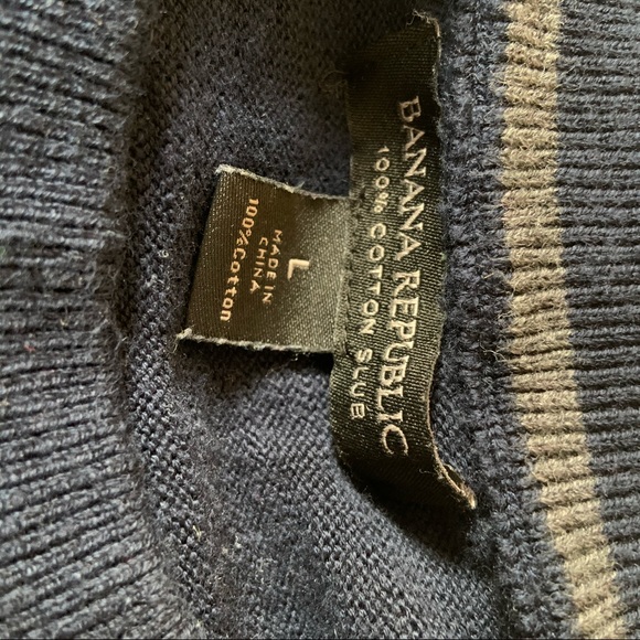 Slub cotton navy raglan men’s sweater - Picture 4 of 4